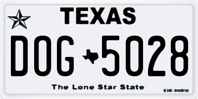 TX license plate DOG5028