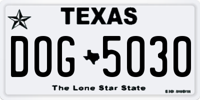 TX license plate DOG5030