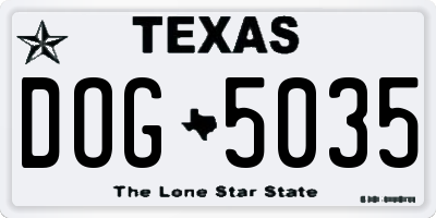 TX license plate DOG5035