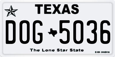 TX license plate DOG5036