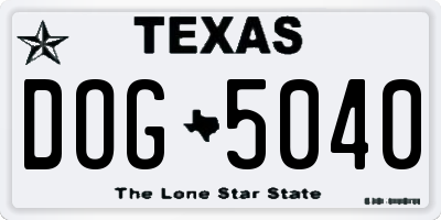 TX license plate DOG5040