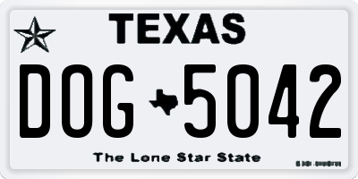 TX license plate DOG5042