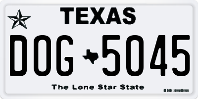 TX license plate DOG5045