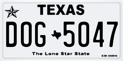 TX license plate DOG5047