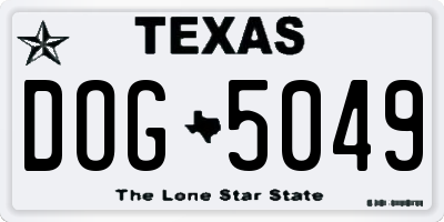 TX license plate DOG5049