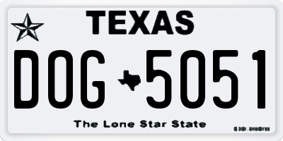 TX license plate DOG5051