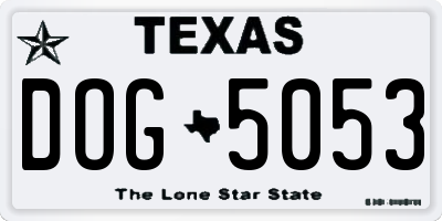 TX license plate DOG5053