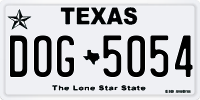 TX license plate DOG5054