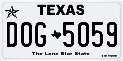 TX license plate DOG5059