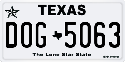 TX license plate DOG5063