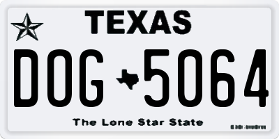TX license plate DOG5064