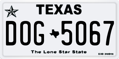 TX license plate DOG5067