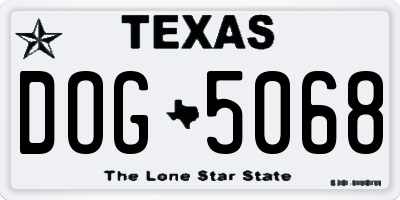 TX license plate DOG5068
