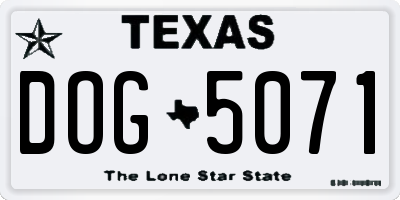 TX license plate DOG5071