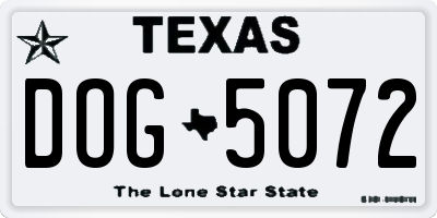 TX license plate DOG5072