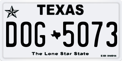 TX license plate DOG5073