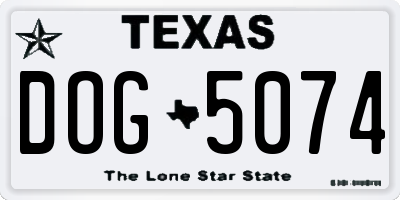 TX license plate DOG5074
