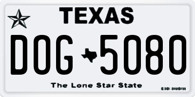 TX license plate DOG5080