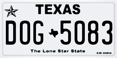 TX license plate DOG5083