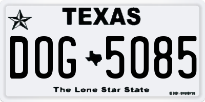 TX license plate DOG5085