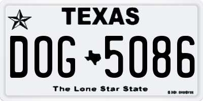 TX license plate DOG5086