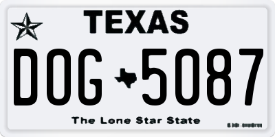 TX license plate DOG5087