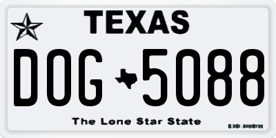 TX license plate DOG5088