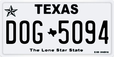 TX license plate DOG5094