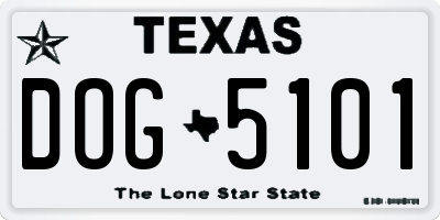TX license plate DOG5101