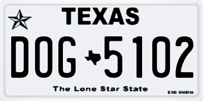 TX license plate DOG5102
