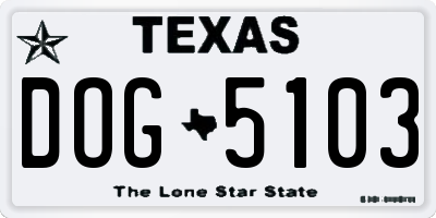 TX license plate DOG5103