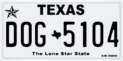 TX license plate DOG5104