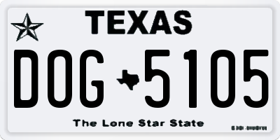 TX license plate DOG5105