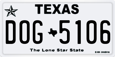 TX license plate DOG5106