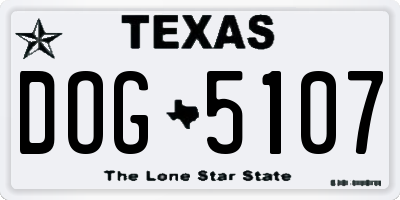 TX license plate DOG5107