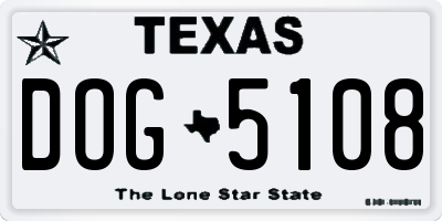 TX license plate DOG5108