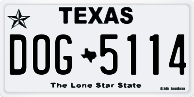 TX license plate DOG5114