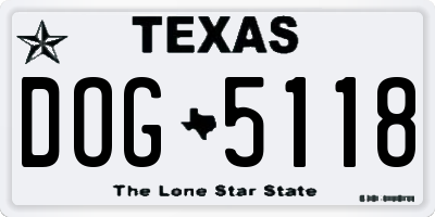TX license plate DOG5118
