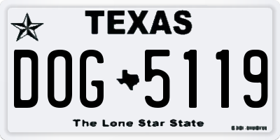 TX license plate DOG5119