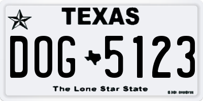 TX license plate DOG5123