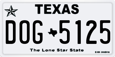 TX license plate DOG5125