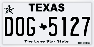TX license plate DOG5127
