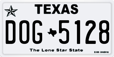 TX license plate DOG5128