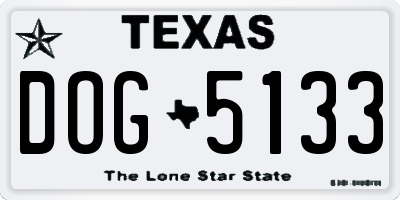 TX license plate DOG5133