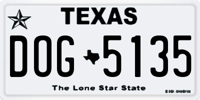 TX license plate DOG5135