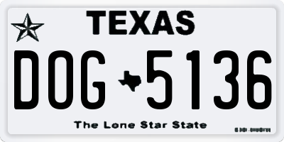 TX license plate DOG5136