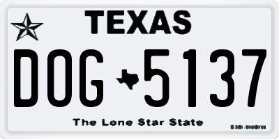 TX license plate DOG5137