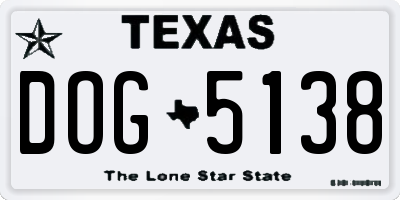 TX license plate DOG5138