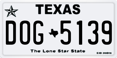 TX license plate DOG5139