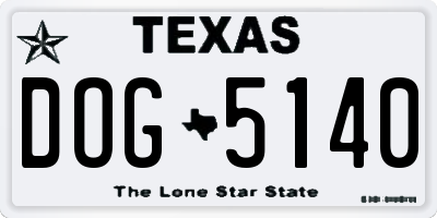 TX license plate DOG5140